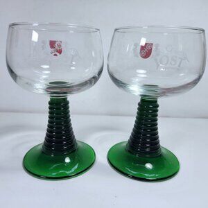Jost Vineyards Green Beehive Wine Glasses Set of 2 Luminarc Vintage Barware